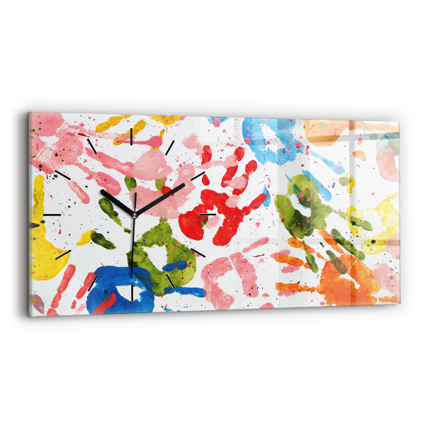 Reloj de cristal horizontal Huellas de manos de niños