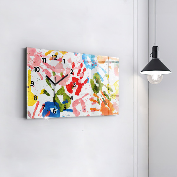 Reloj de cristal horizontal Huellas de manos de niños