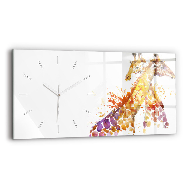 Reloj de cristal horizontal Jirafa acuarela