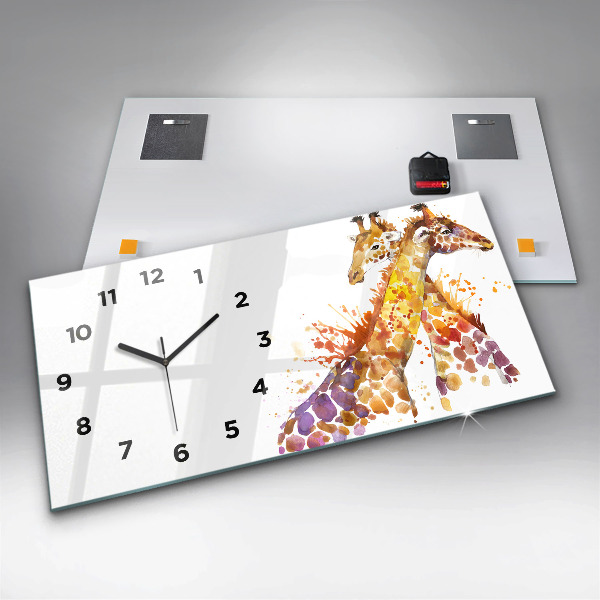 Reloj de cristal horizontal Jirafa acuarela