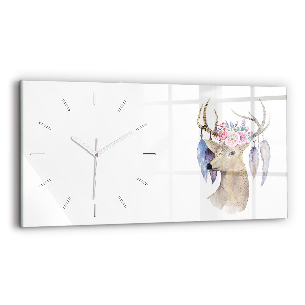 Reloj horizontal Cabeza de ciervo y flores