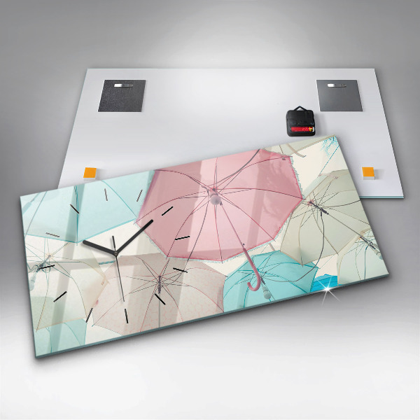 Reloj de cristal horizontal Paraguas en pastel