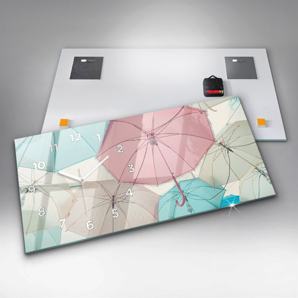 Reloj de cristal horizontal Paraguas en pastel
