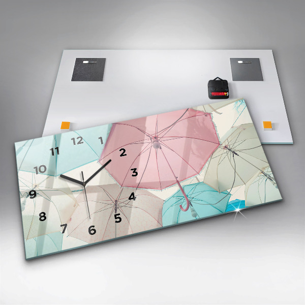 Reloj de cristal horizontal Paraguas en pastel