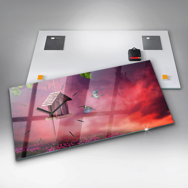 Reloj de cristal horizontal Pajarera