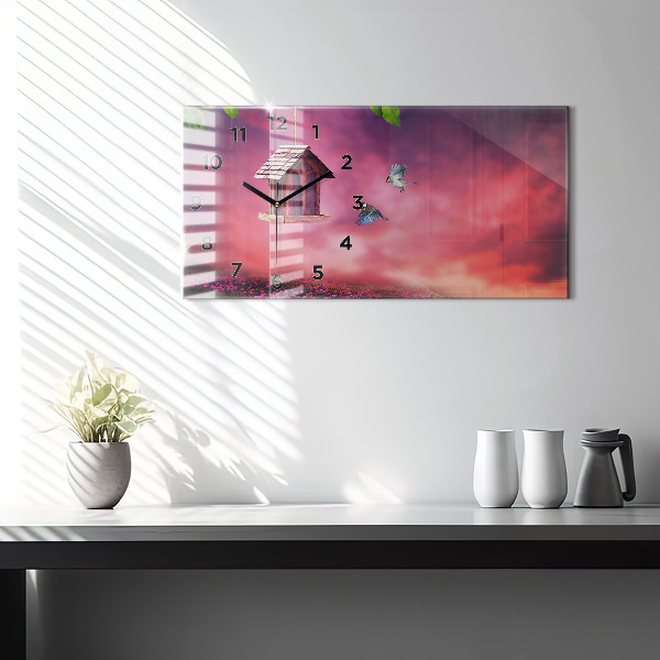 Reloj de cristal horizontal Pajarera