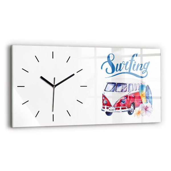 Reloj horizontal Coche y cartel Surf
