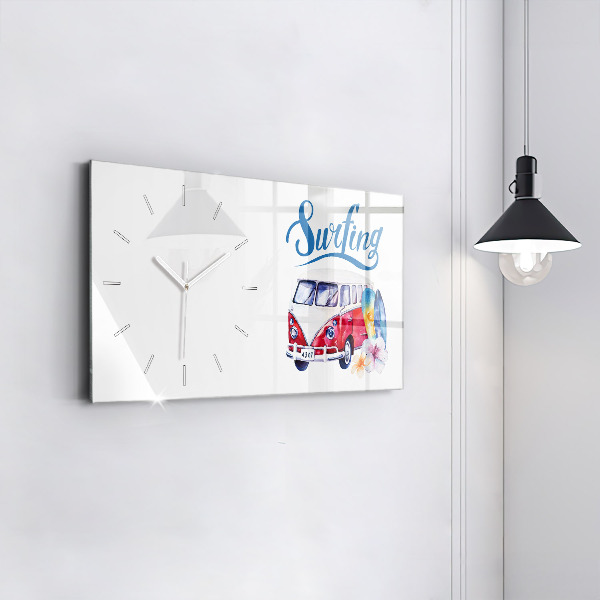 Reloj horizontal Coche y cartel Surf