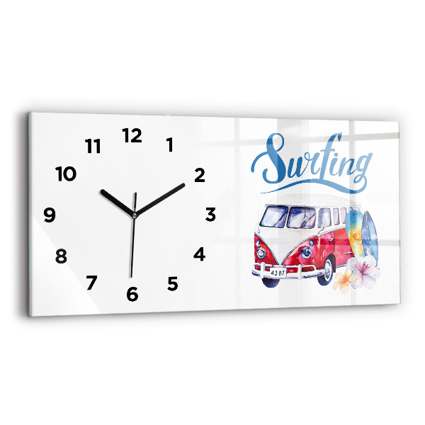 Reloj horizontal Coche y cartel Surf