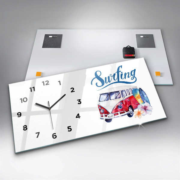 Reloj horizontal Coche y cartel Surf