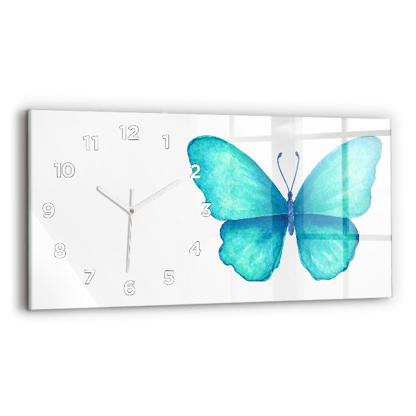 Reloj de cristal horizontal Mariposa turquesa de verano