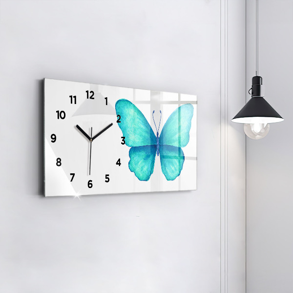 Reloj de cristal horizontal Mariposa turquesa de verano