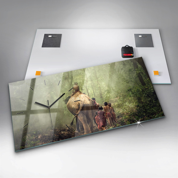 Reloj horizontal Niños guiando a un elefante