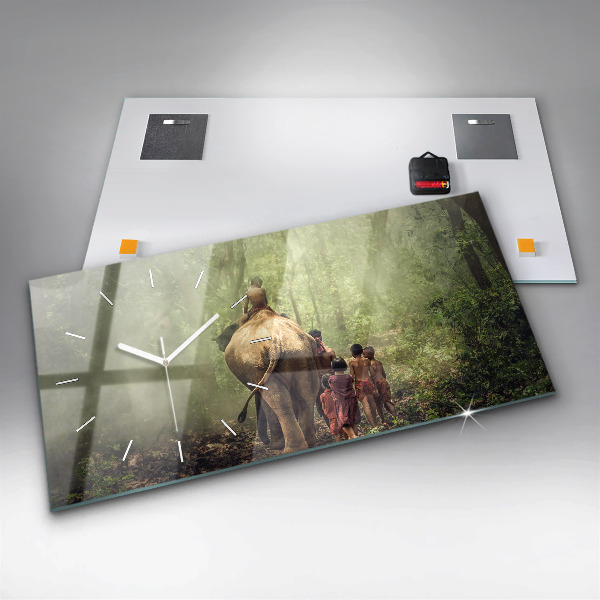 Reloj horizontal Niños guiando a un elefante