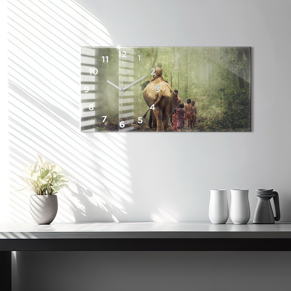 Reloj horizontal Niños guiando a un elefante