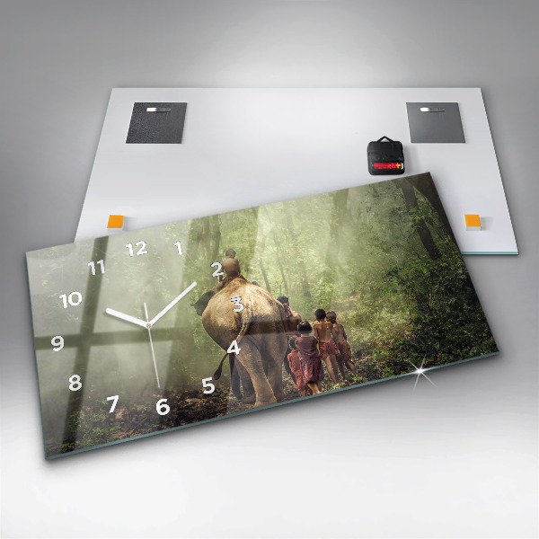 Reloj horizontal Niños guiando a un elefante