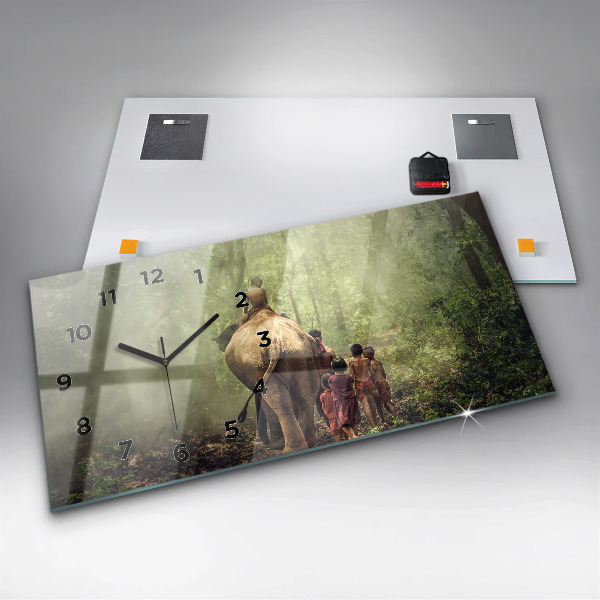 Reloj horizontal Niños guiando a un elefante