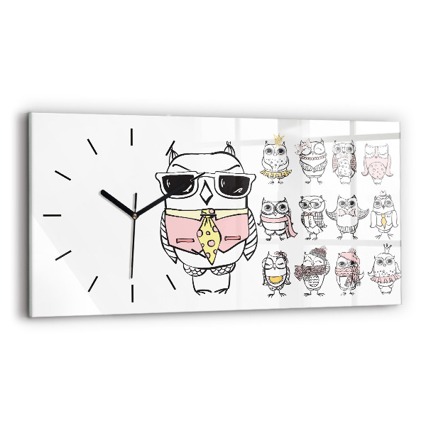 Reloj horizontal Póster vintage con búhos