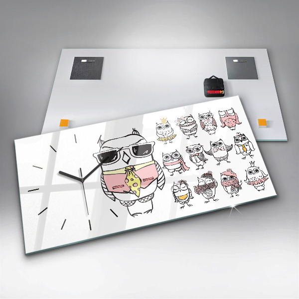 Reloj horizontal Póster vintage con búhos