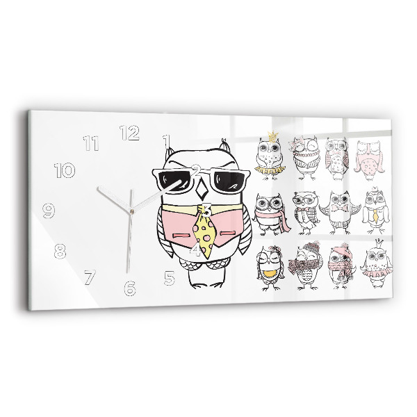 Reloj horizontal Póster vintage con búhos