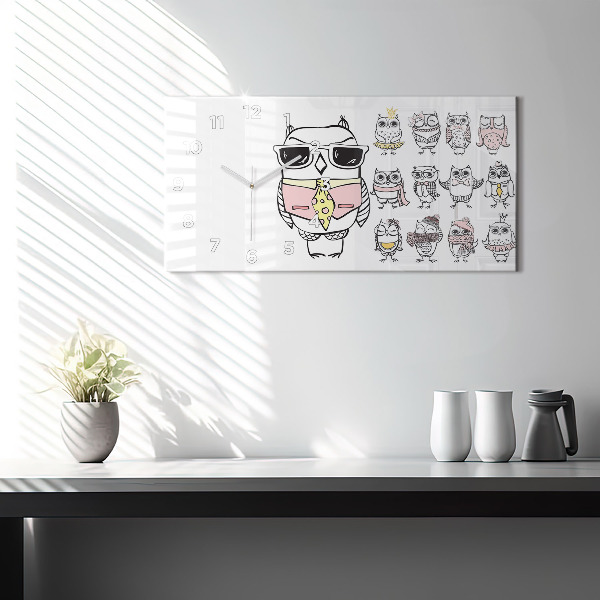 Reloj horizontal Póster vintage con búhos