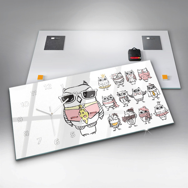 Reloj horizontal Póster vintage con búhos