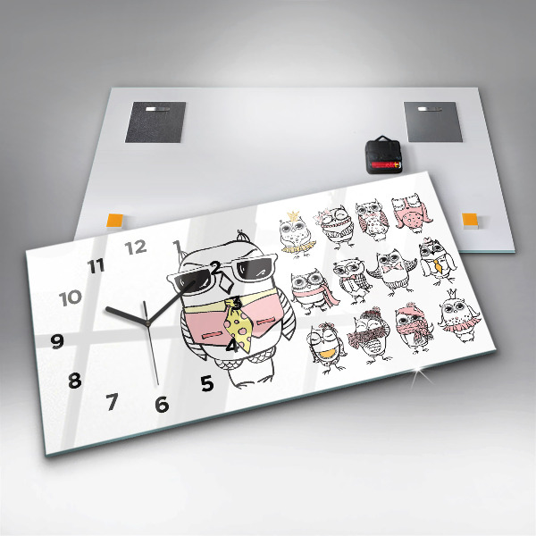 Reloj horizontal Póster vintage con búhos