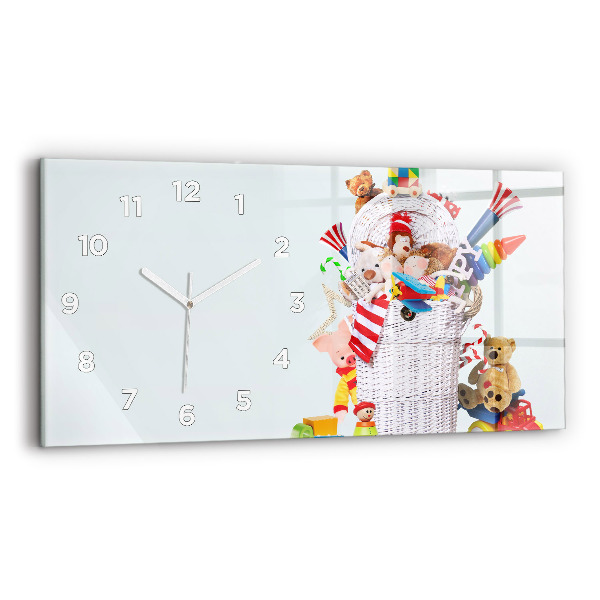 Reloj de cristal horizontal Cesta de mimbre con juguetes