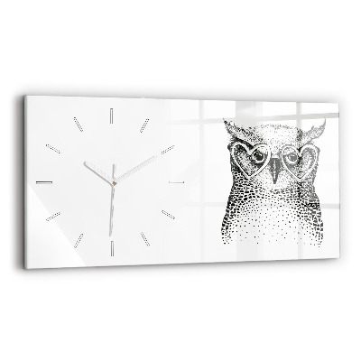 Reloj horizontal Búho dibujado con gafas