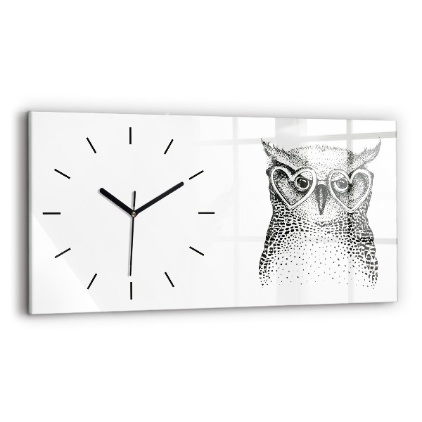 Reloj horizontal Búho dibujado con gafas