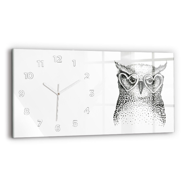 Reloj horizontal Búho dibujado con gafas