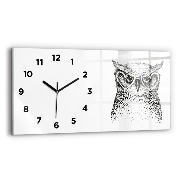 Reloj horizontal Búho dibujado con gafas