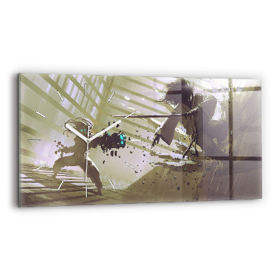 Reloj horizontal Lucha entre robot y samurai