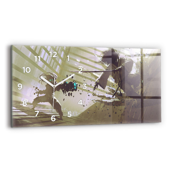 Reloj horizontal Lucha entre robot y samurai