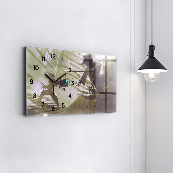 Reloj horizontal Lucha entre robot y samurai