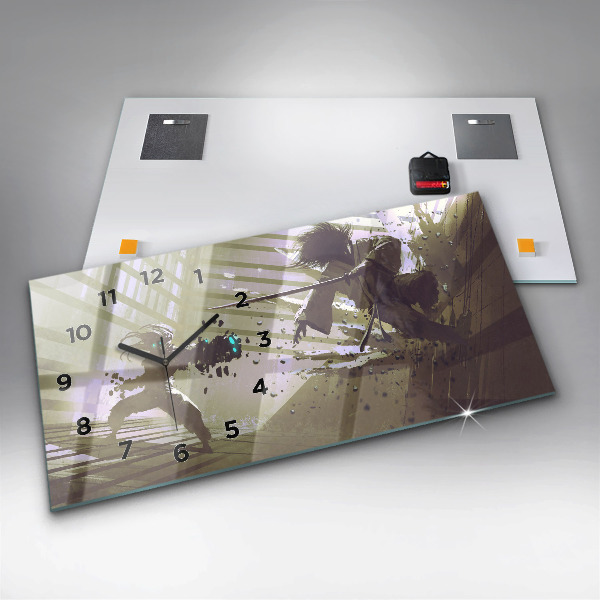 Reloj horizontal Lucha entre robot y samurai