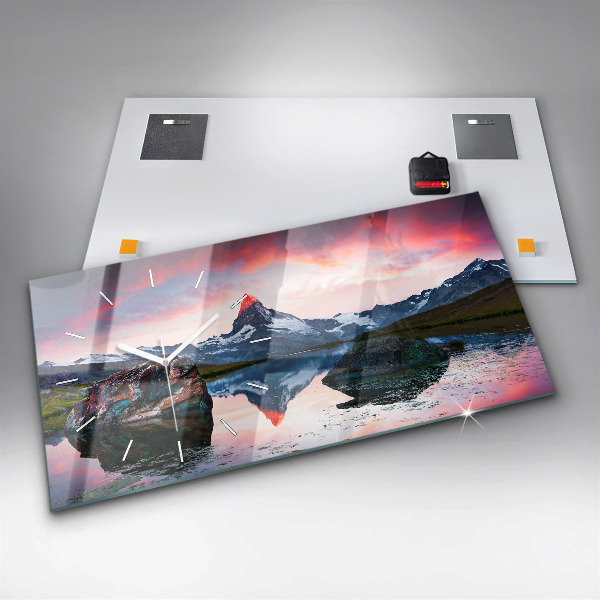 Reloj de cristal horizontal Lago Stellisee Matterhorn