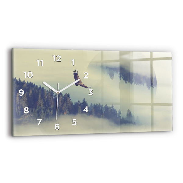 Reloj de cristal horizontal Bosque brumoso Águila