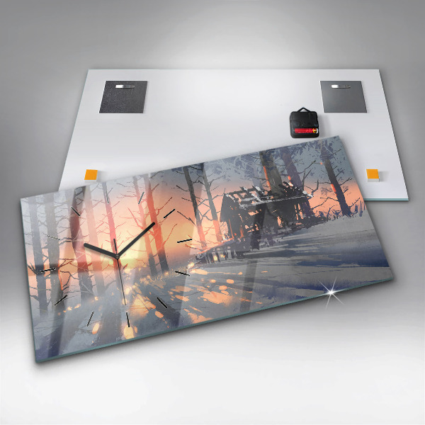 Reloj horizontal Paisaje invernal de árboles