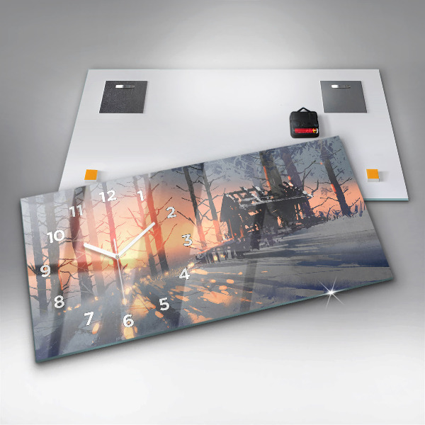 Reloj horizontal Paisaje invernal de árboles