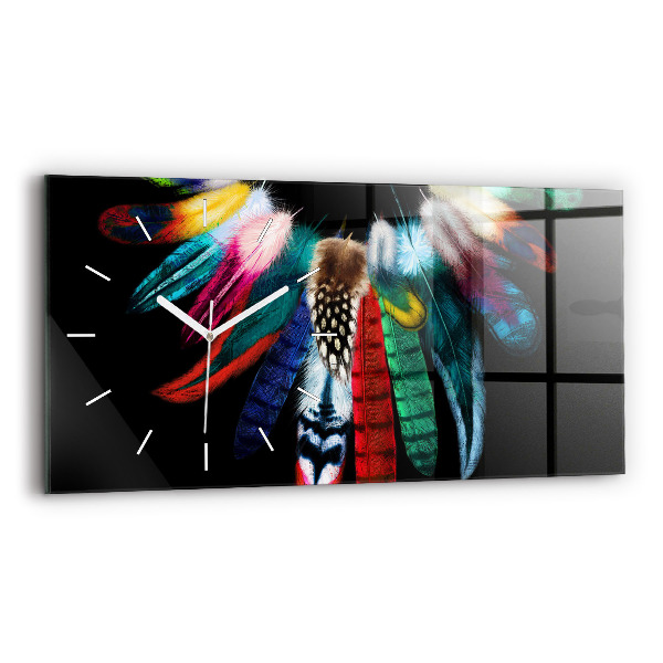 Reloj de cristal horizontal Plumas de pájaro en colores