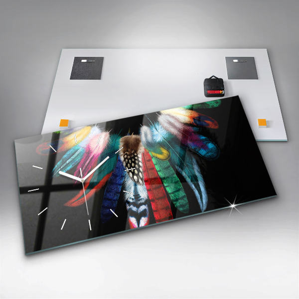 Reloj de cristal horizontal Plumas de pájaro en colores