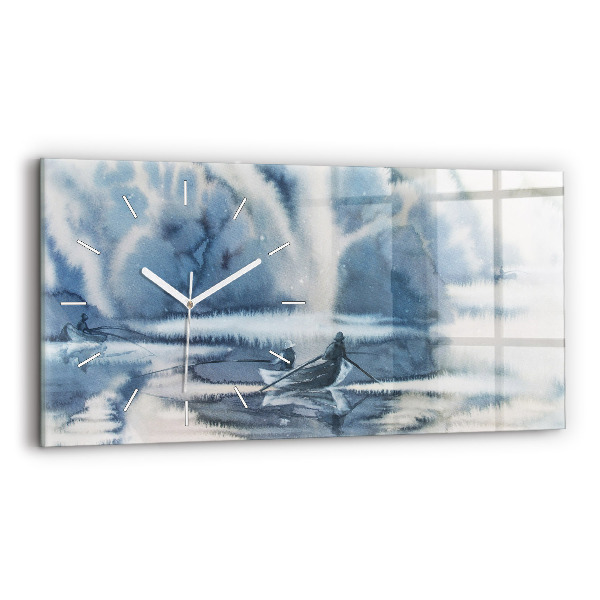 Reloj horizontal Pescador en un lago