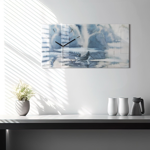 Reloj horizontal Pescador en un lago