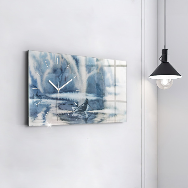 Reloj horizontal Pescador en un lago