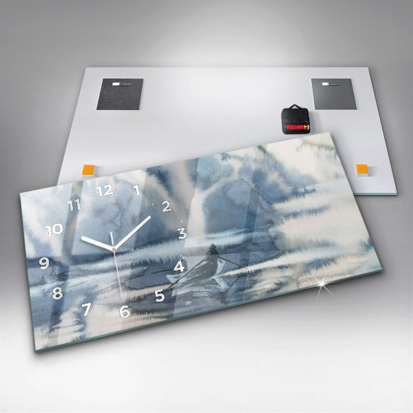 Reloj horizontal Pescador en un lago