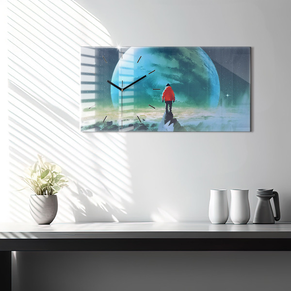 Reloj de cristal horizontal Hombre en la luna