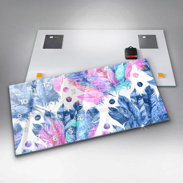 Reloj horizontal Plumas de colores