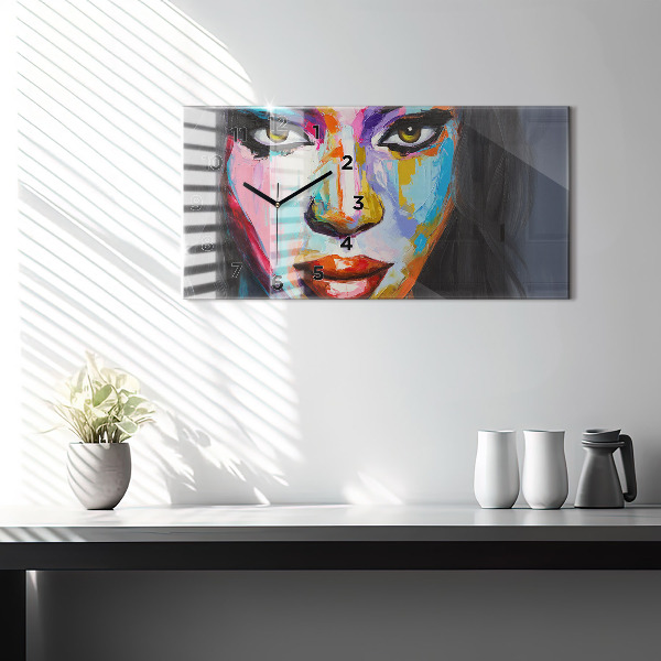 Reloj de cristal horizontal Cara de mujer coloreada