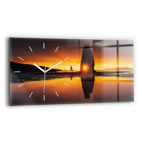 Reloj de cristal horizontal Corredor y puesta de sol